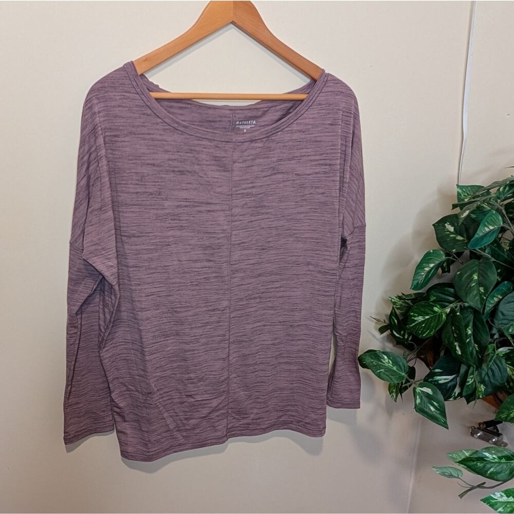 Athleta Flow Essence Space Dye Heathered Purple Dolman Wide Neck Top Small